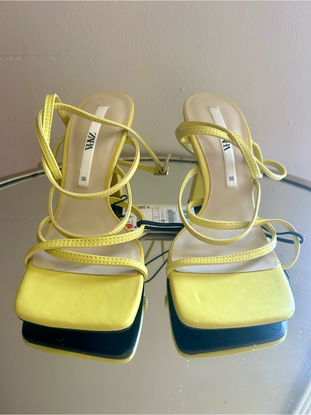 Zara strappy heels with square toe